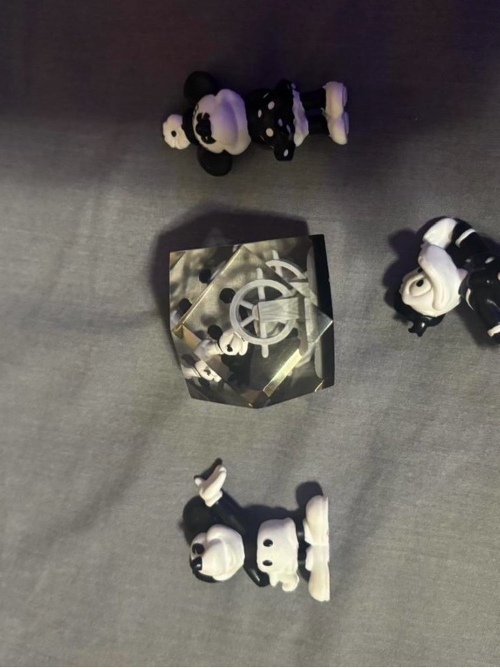 Vintage Black & White Mickey Mouse acrylic Figurine Lot